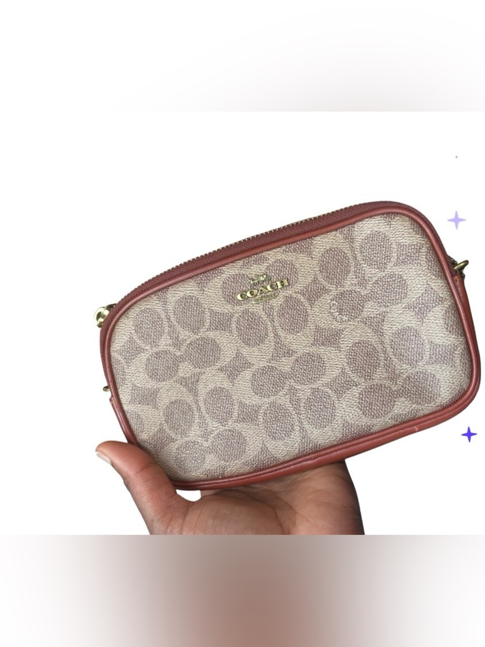 Coach  Wristlet in Cream and Dusty Rose Trim